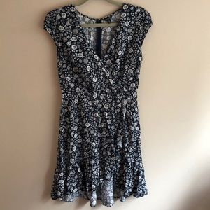 J. Crew faux wrap dress, navy floral